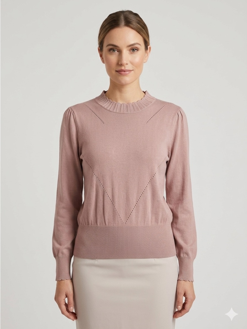 Milano Elegant Lightweight Casual Chic Boho Dusty Pink Cowl Neck Knit Sweater